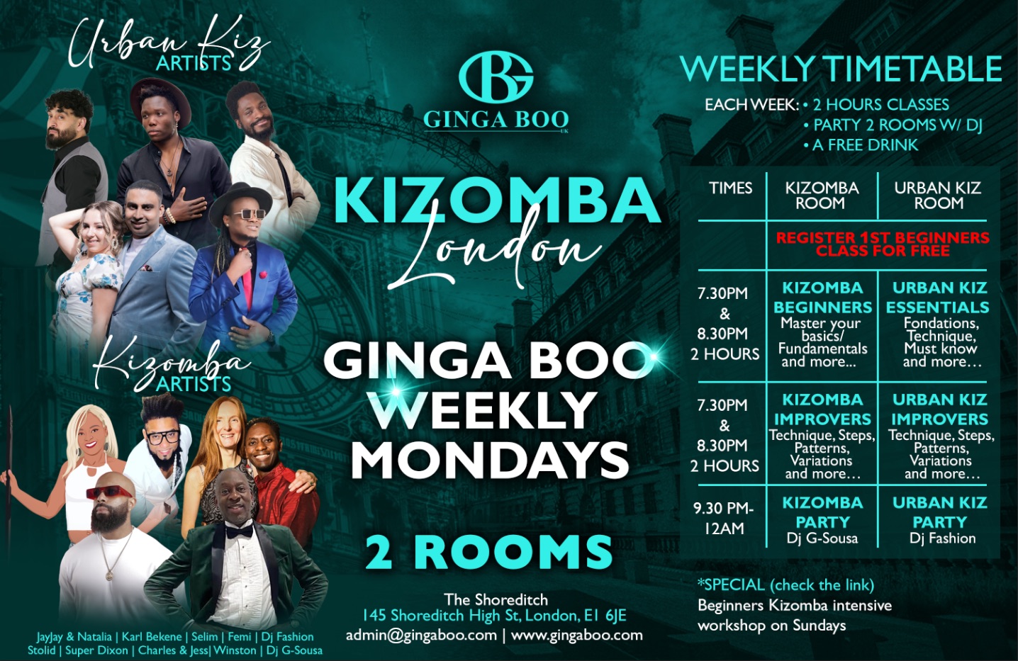Kizomba London - 2 ROOMS - Ginga Boo Weekly Mondays