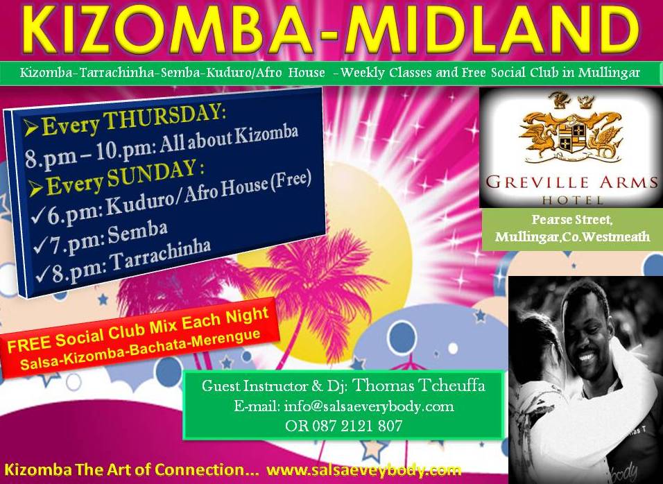 WEEKLY KIZOMBA, SEMBA, TARRAXA CLASSES IN MULLINGAR