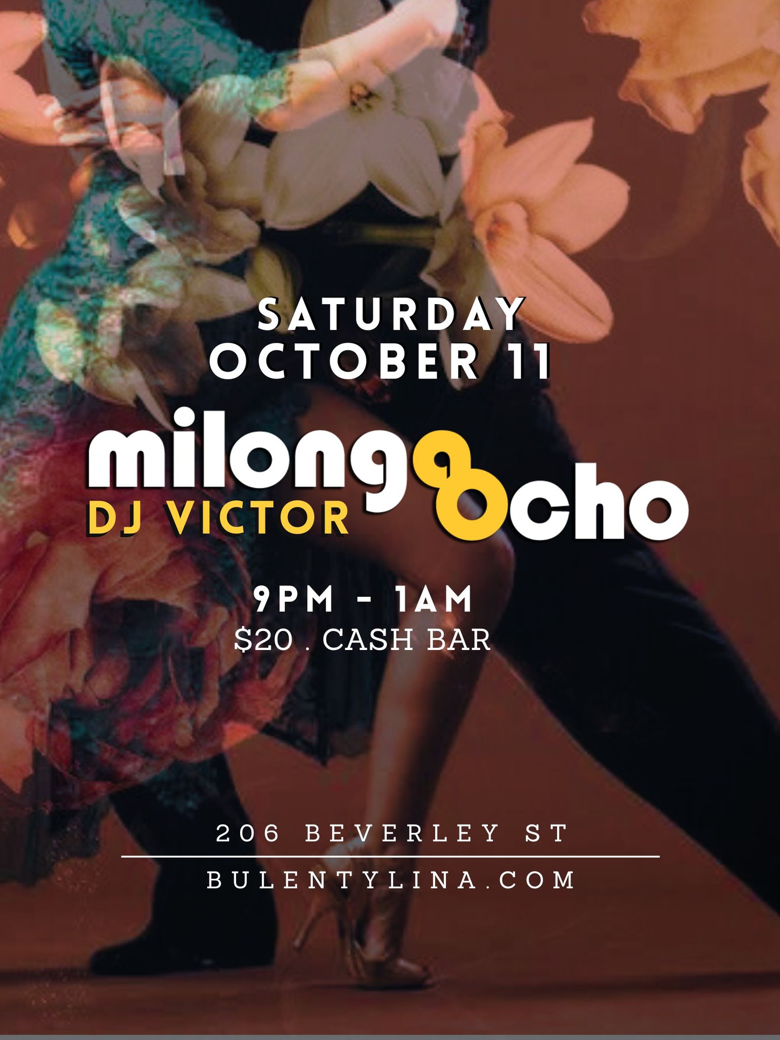 MILONGA OCHO Saturday, October 11. Upstairs, Guest DJ Victor