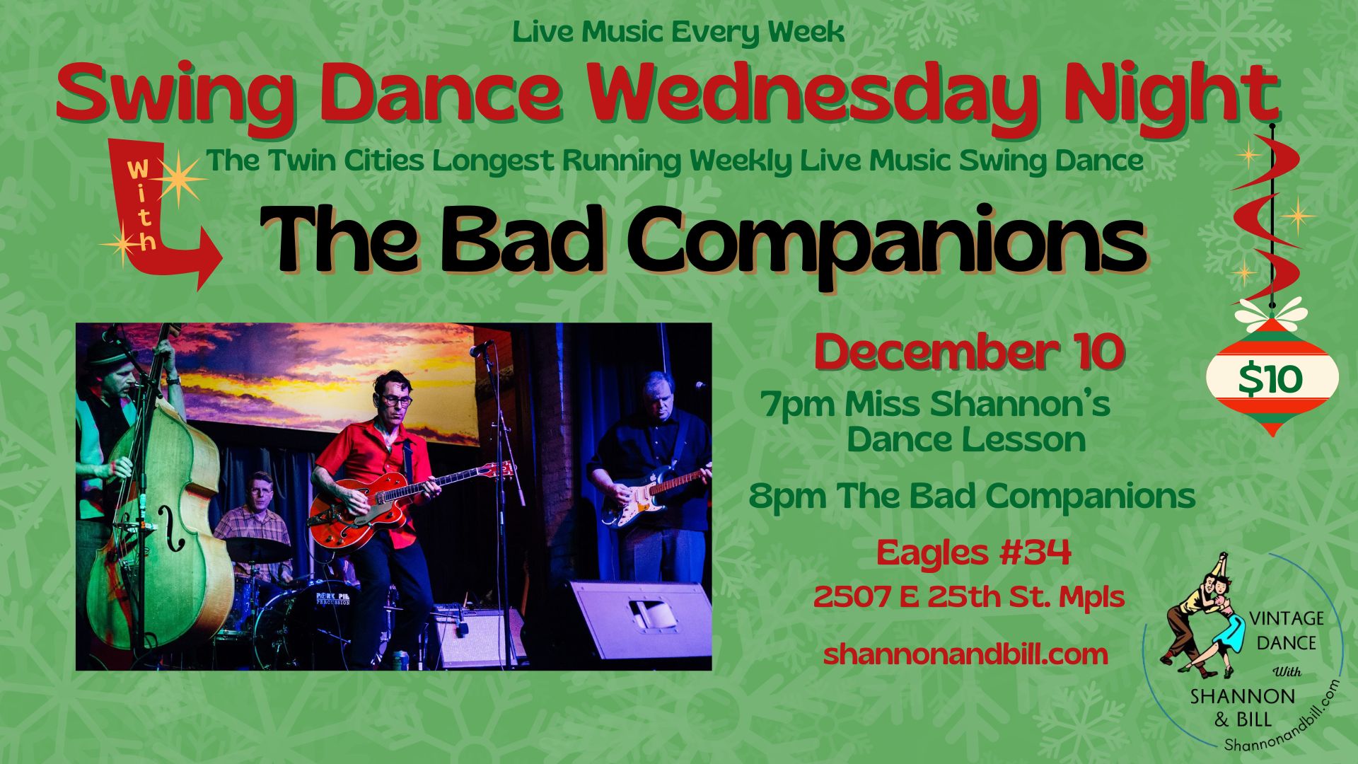 The Bad Companions at Swing Dance Wednesday Night 12 10