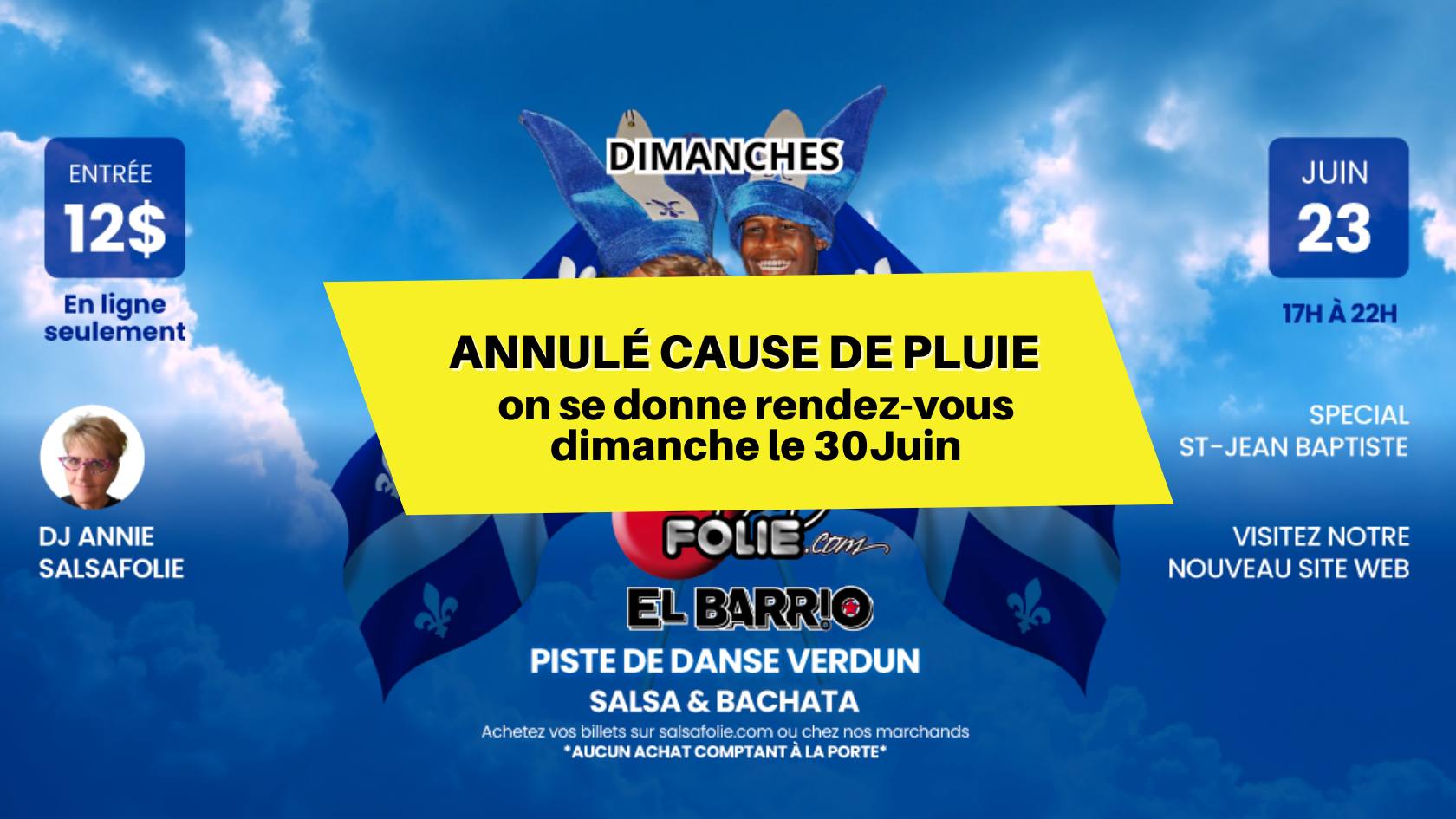 Dimanche El Barrio Piste de danse Verdun 23 juin **** ANNULÉ CAUSE DE PLUIE FORTES * * *
