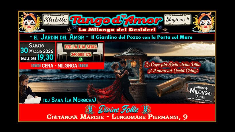 Tango D'Amor💖Tdj Sara (la Morocha). La Milonga nel Giardino in riva al mare di Civitanova Marche⛱