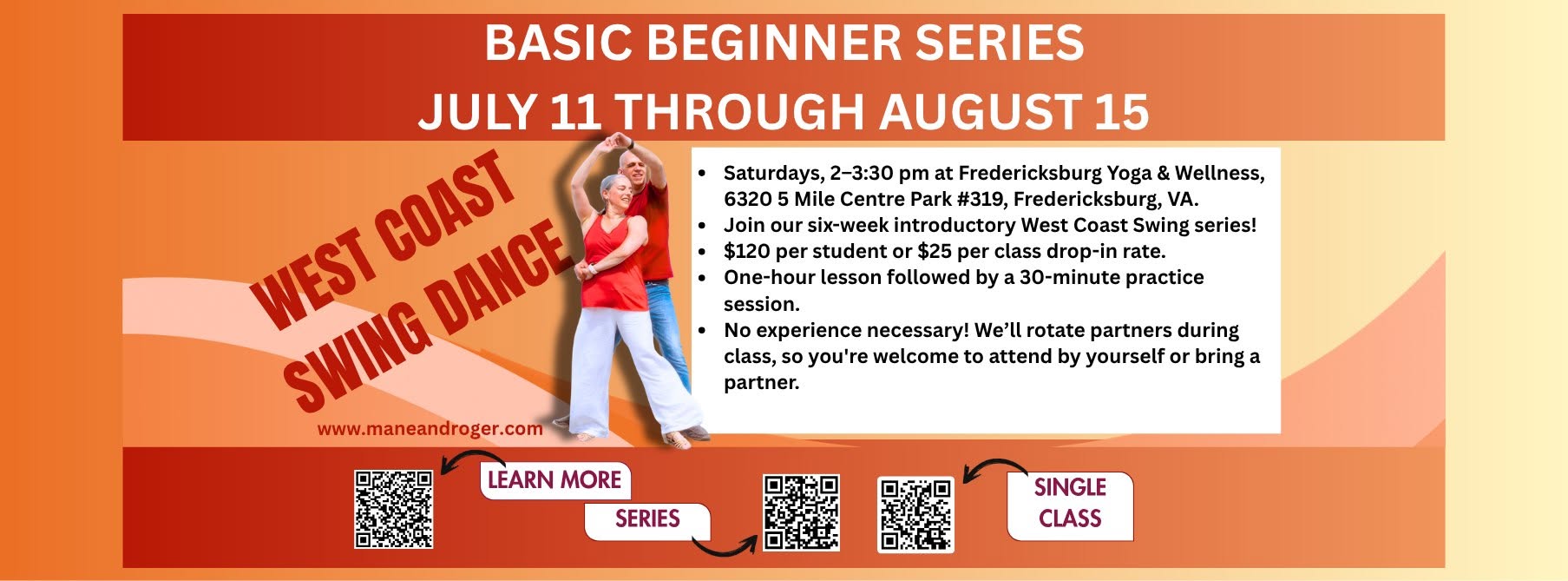 Basic Beginner West Coast Swing Series in Fredericksburg!