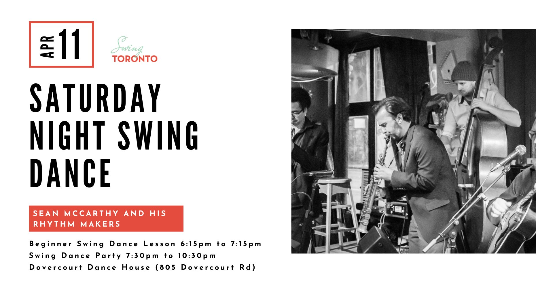 Saturday Night Swing ft Sean McCarthy and His Rhythm Makers! Beginner lessons & Live Band Dance!