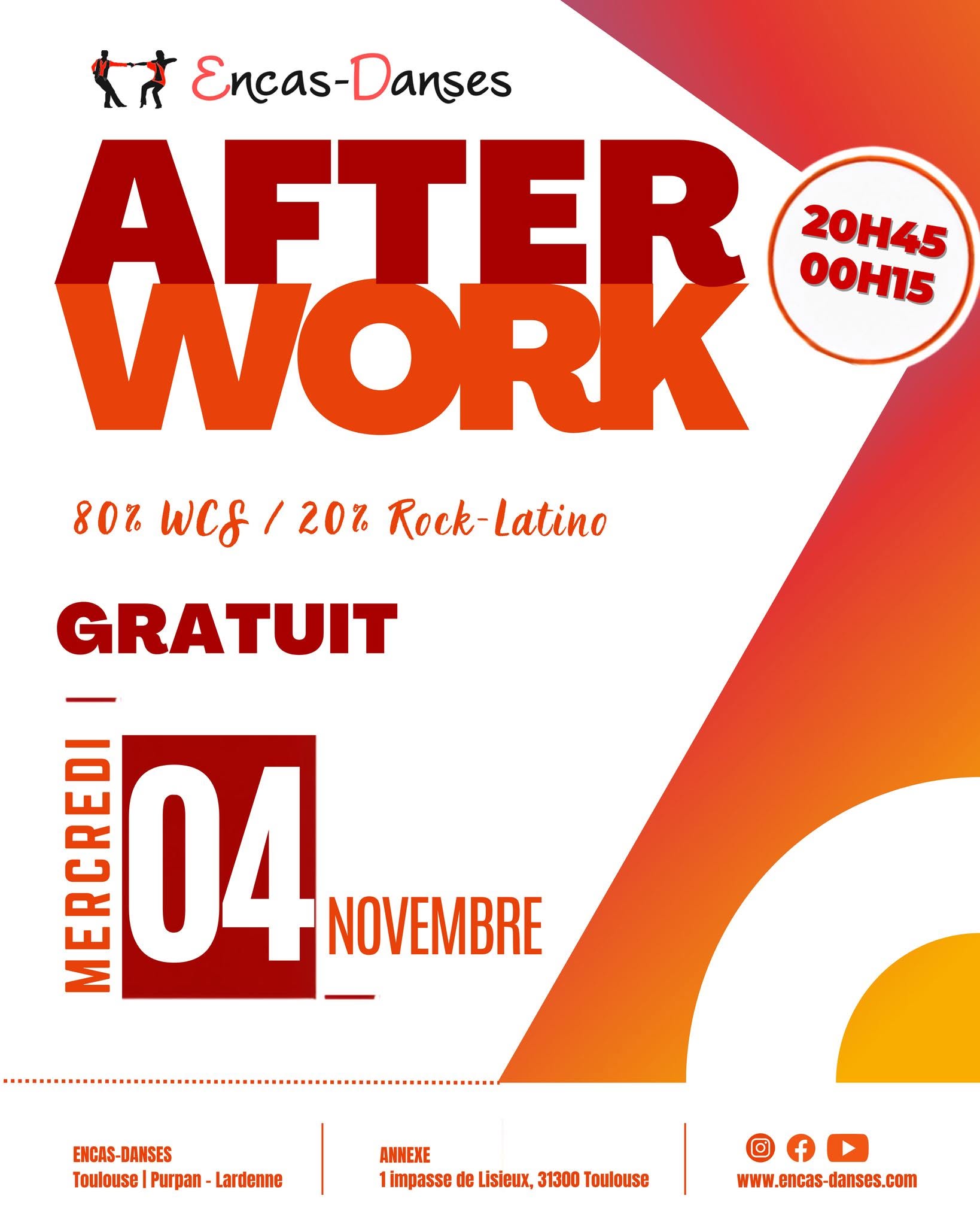 Afterwork Dansant 80% WCS - 20% Rock-Latino TOULOUSE