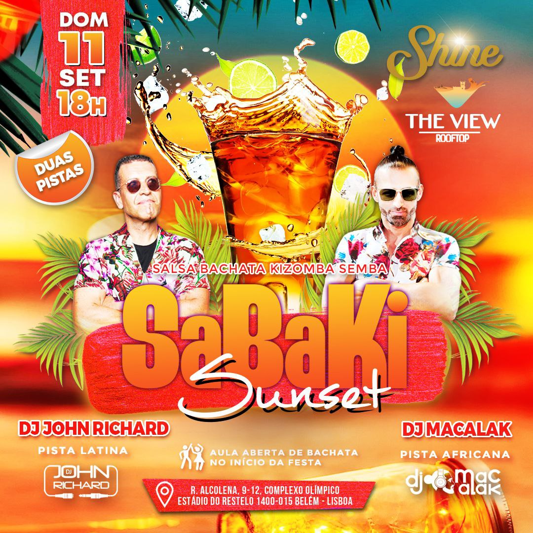 SHINE SaBaKi Sunset !!2 PISTAS!! • Dom 11 Set @ The View Rooftop