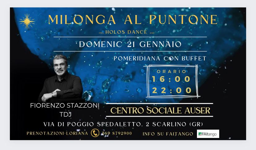 MILONGA AL PUNTONE POMERIDIANA CON BUFFET