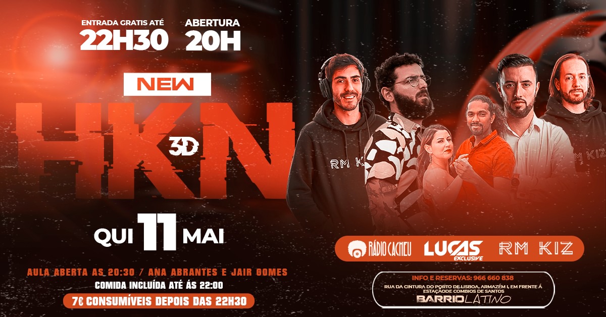 NEW HOT KIZOMBA NIGHT 3D DINNER DANCE DRINK Quinta-Feira 11 Maio