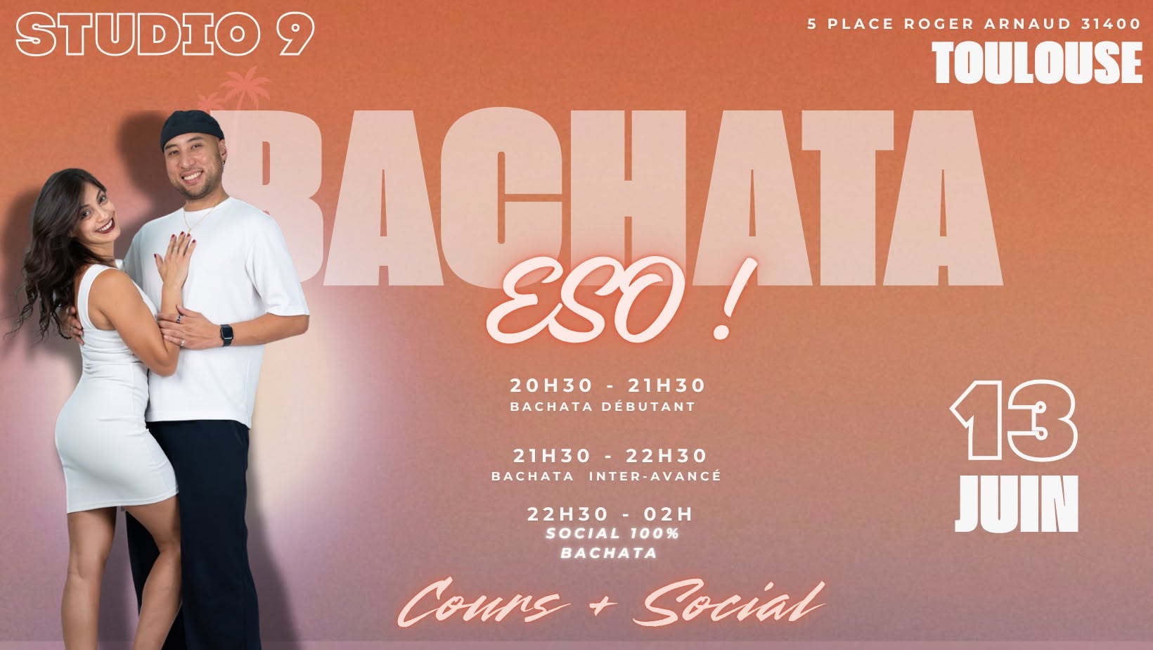 ESO! BACHATA Night Samedi 13 juin 2026 avec Nicky et Sofia