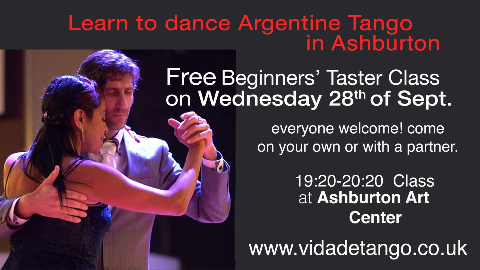 Free beginners Argentine Tango Class Wed 28 Sept - Ashburton