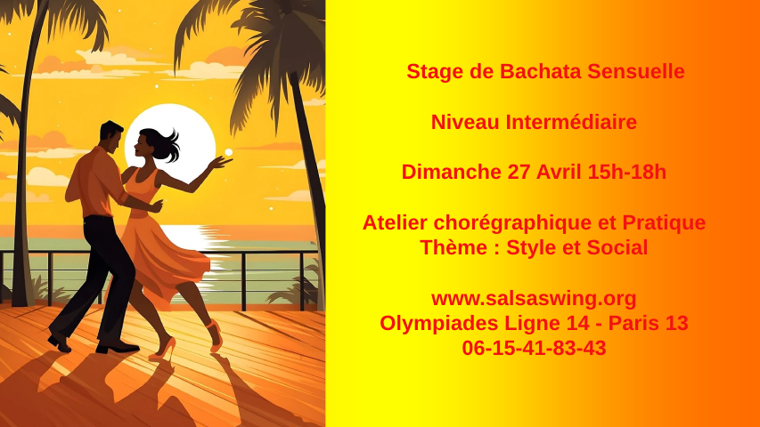 Stage Bachata Sensuelle Dimanche 30 Mars 15h à 18h