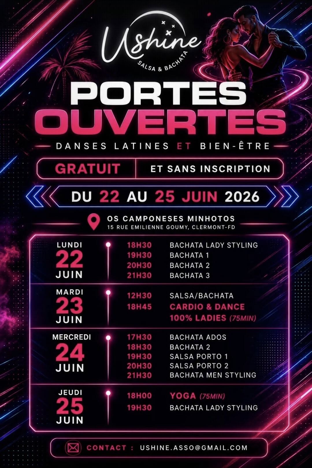 Portes ouvertes U Shine bachata salsa yoga - gratuit & sans inscription