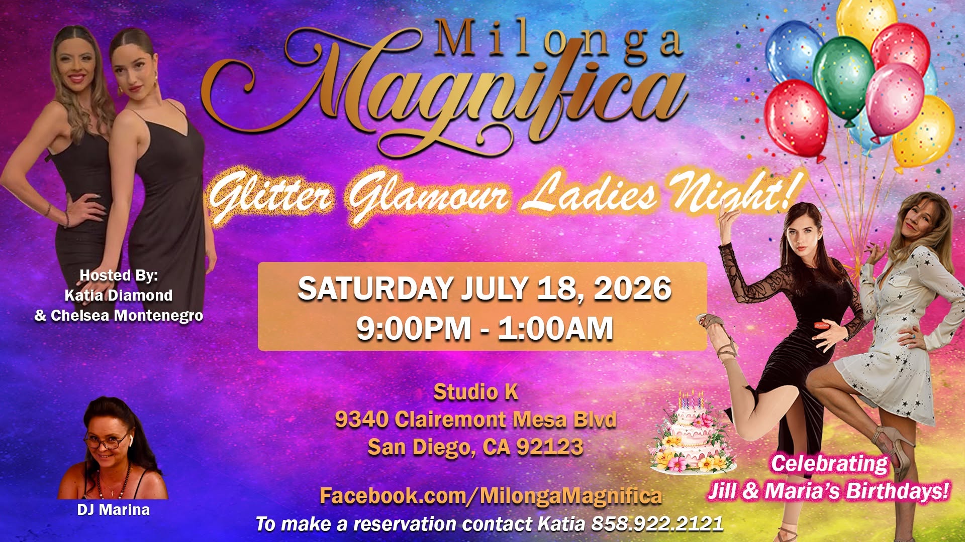 Milonga Magnifica Glitter Glamour Ladies Night Birthday Celebration