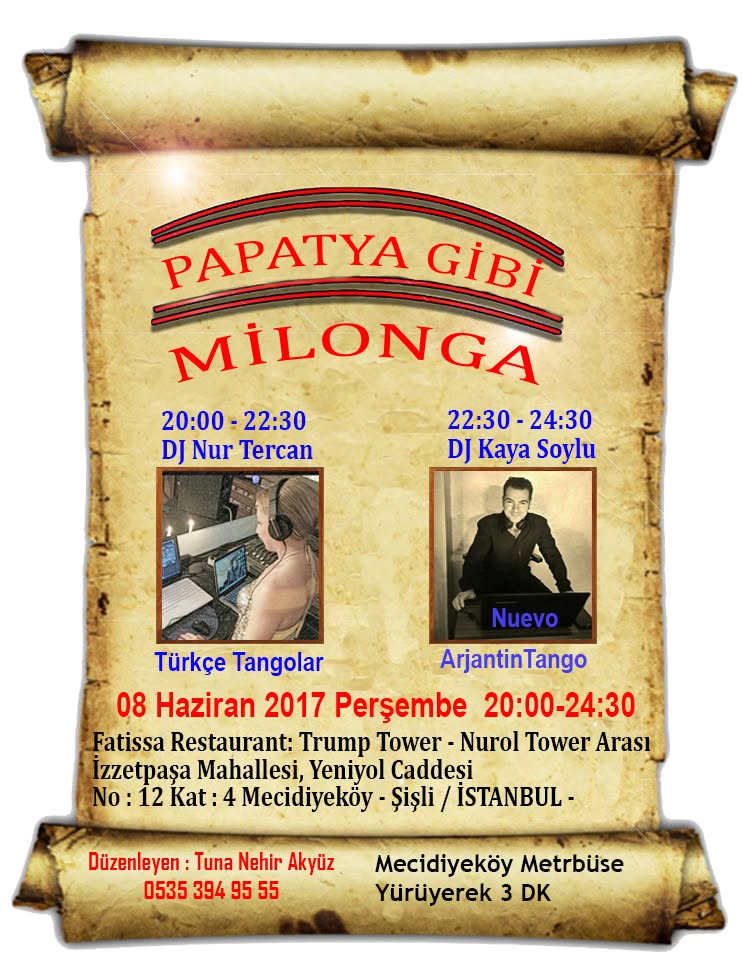 08 Haziran Perşembe Papatya gibi Milonga Gecesi