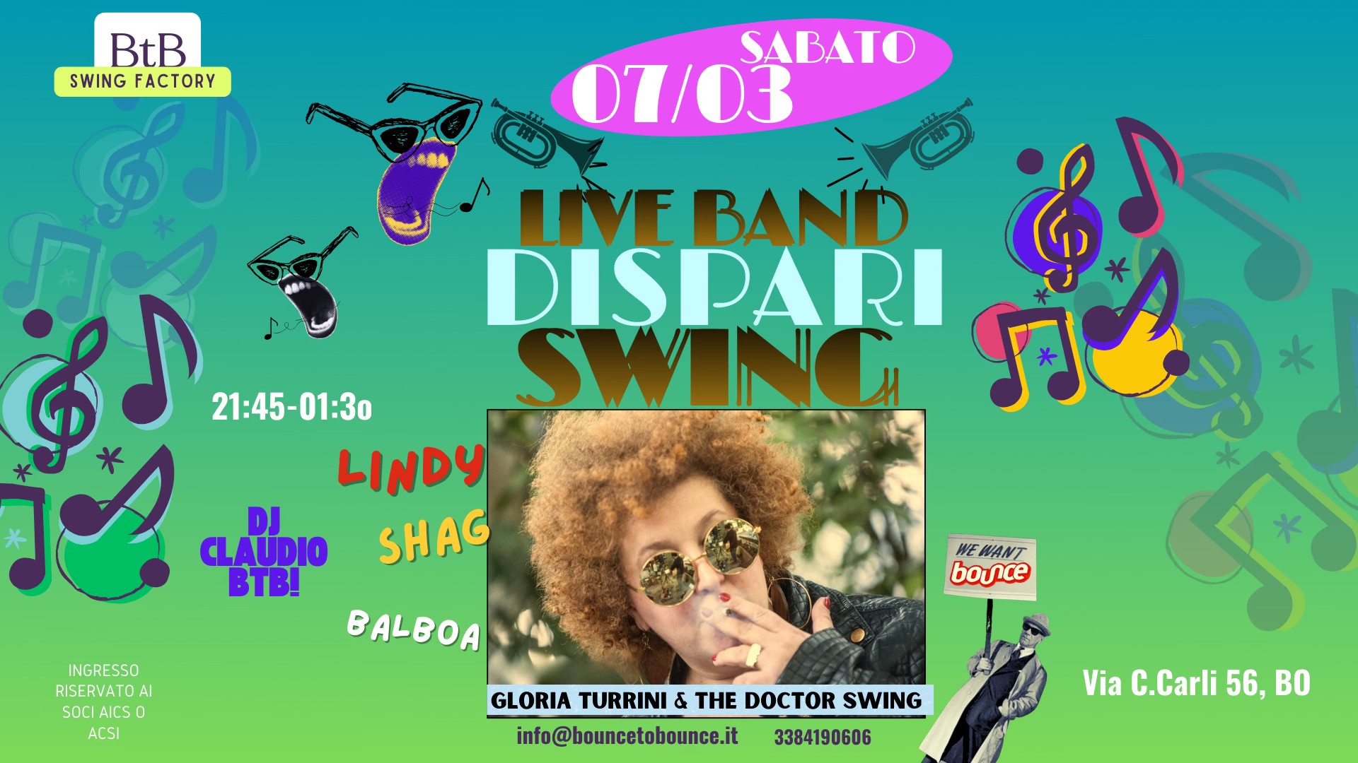 The DiSPARi SWING NiGHT!- Live con GLORiA TURRiNi & The DOCTOR SWiNG !- Dj Claudio BtB!