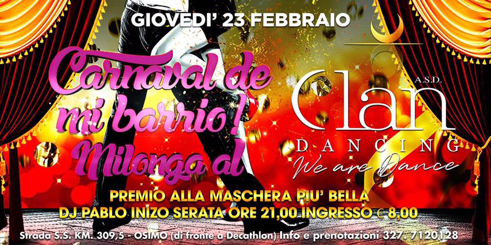 "CARNAVAL DE MI BARRIO" - Milonga di Carnevale al CLAN di ANCONA