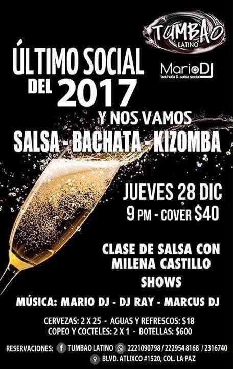 Ultimo Salsa Social del 2017 Jue 28 Dic 9 pm Tumbao Latino