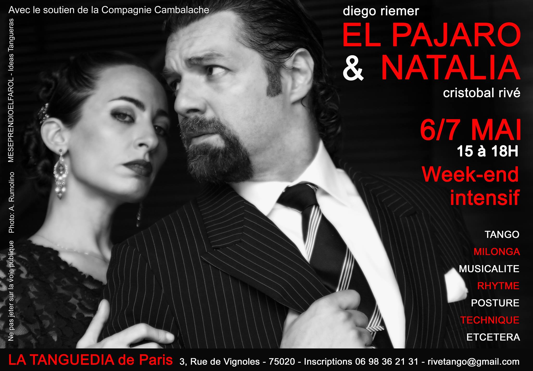 Stage Milonga et Tango avec el Pajaro y Natalia 6-7 mai