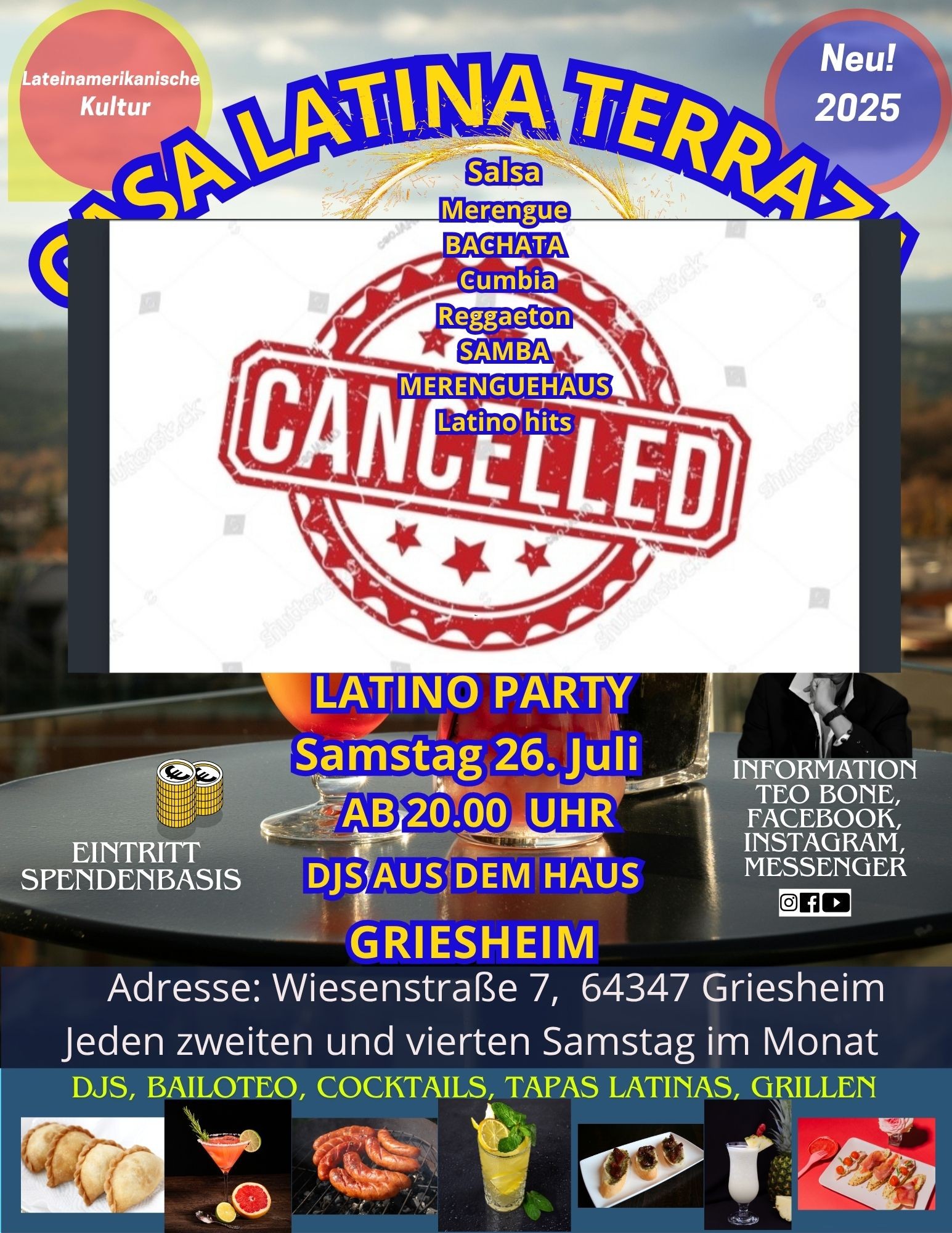 Veranstaltung am Samstag, den 26. Juli, absagen.