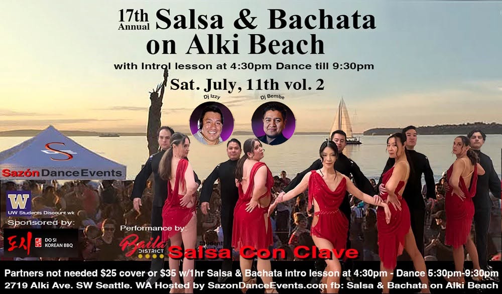 Salsa & Bachata on Alki Beach w intro lesson Vol. 2 - UW Student wk
