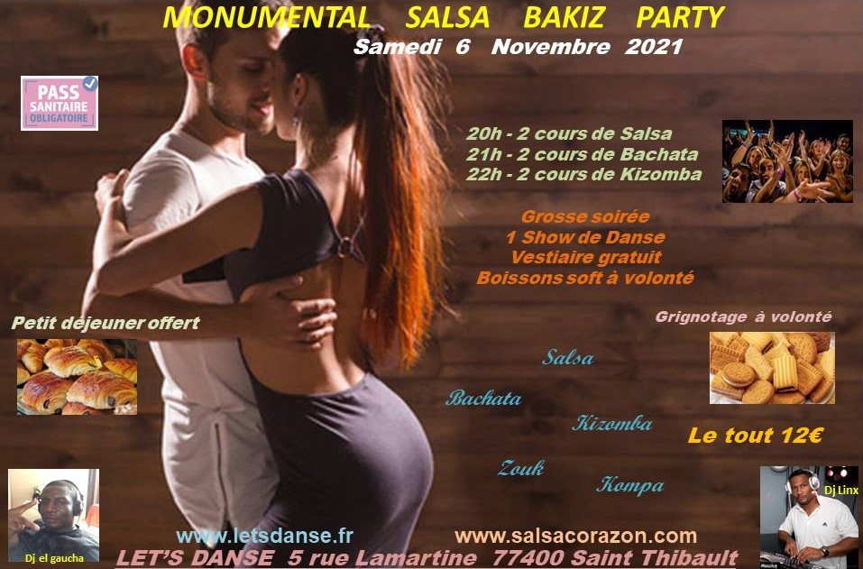 MONUMENTAL SALSA BAKIZ Party samedi 6 Nov à Let's Danse St Thibault