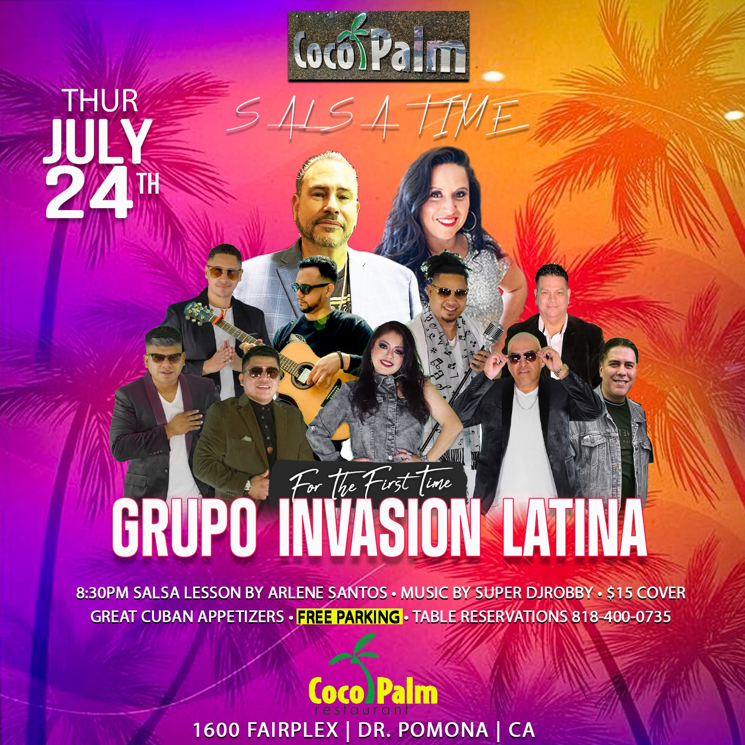 TONIGHT AT COCO🌴PALM GRUPO INVASION LATINA LIVE ON STAGE