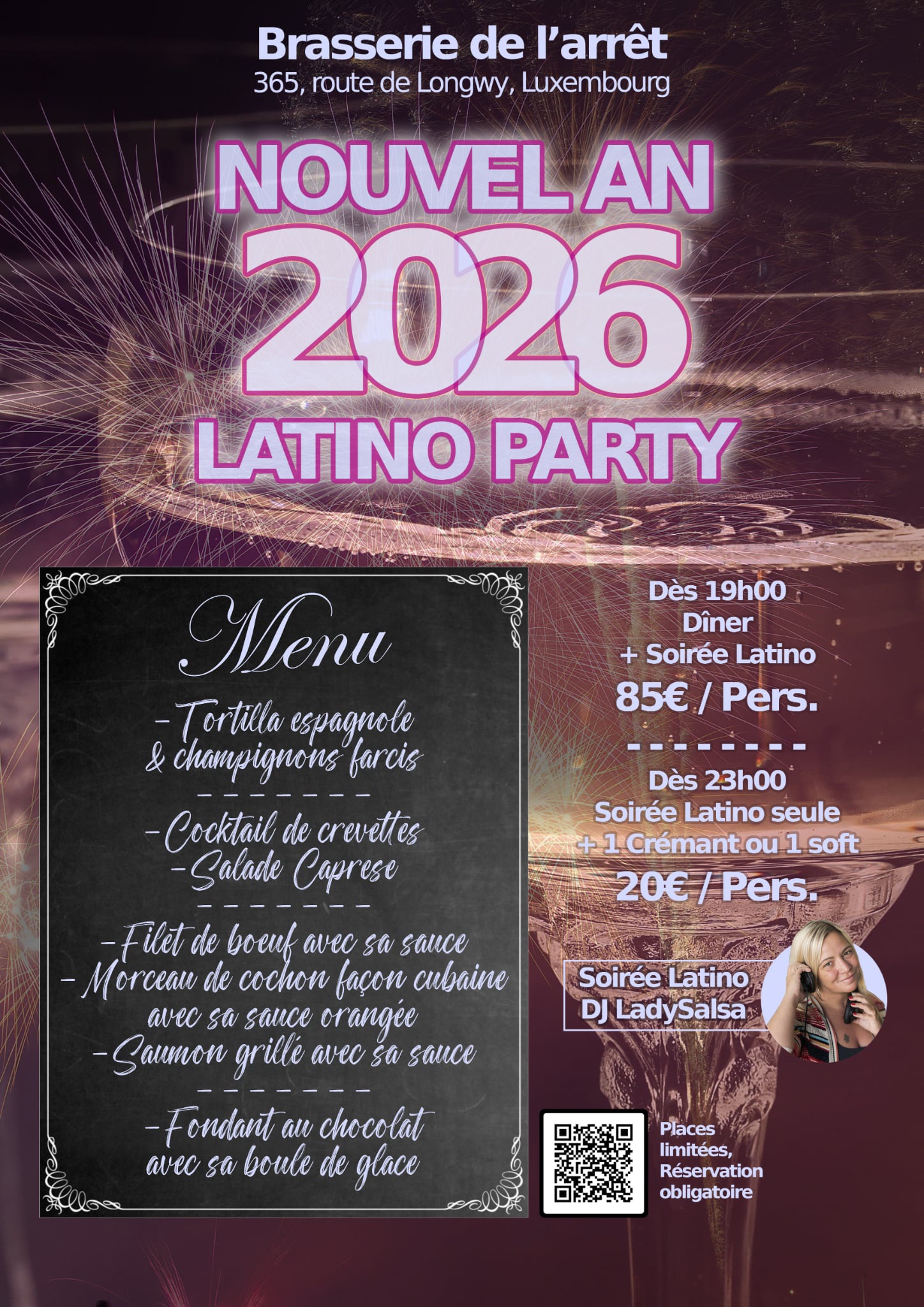 NOUVEL AN latino Party avec dîner et soirée avec DJ Ladysalsa