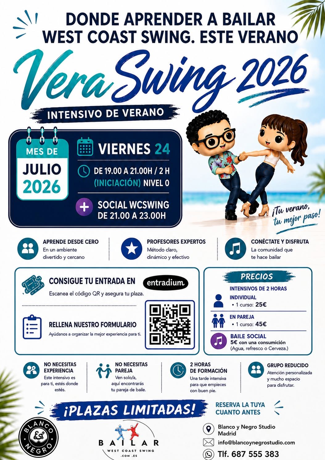 Intensivo de West Coast Swing + Social WCSwing en Blanco y Negro Studio. VeraSwing Julio 2026