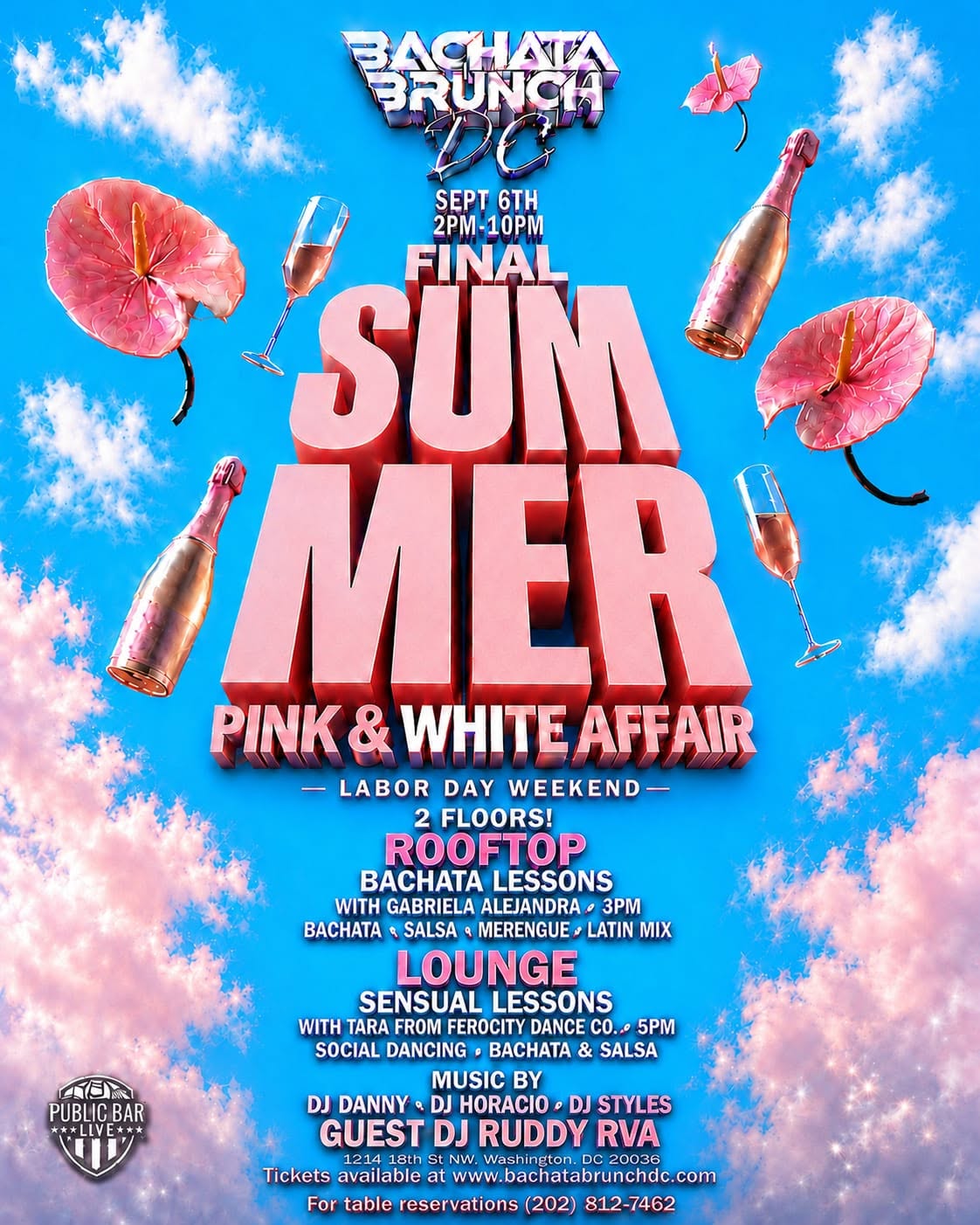 Bachata Brunch DC presents " Final Summer " Pink & White Affair Labor day Weekend