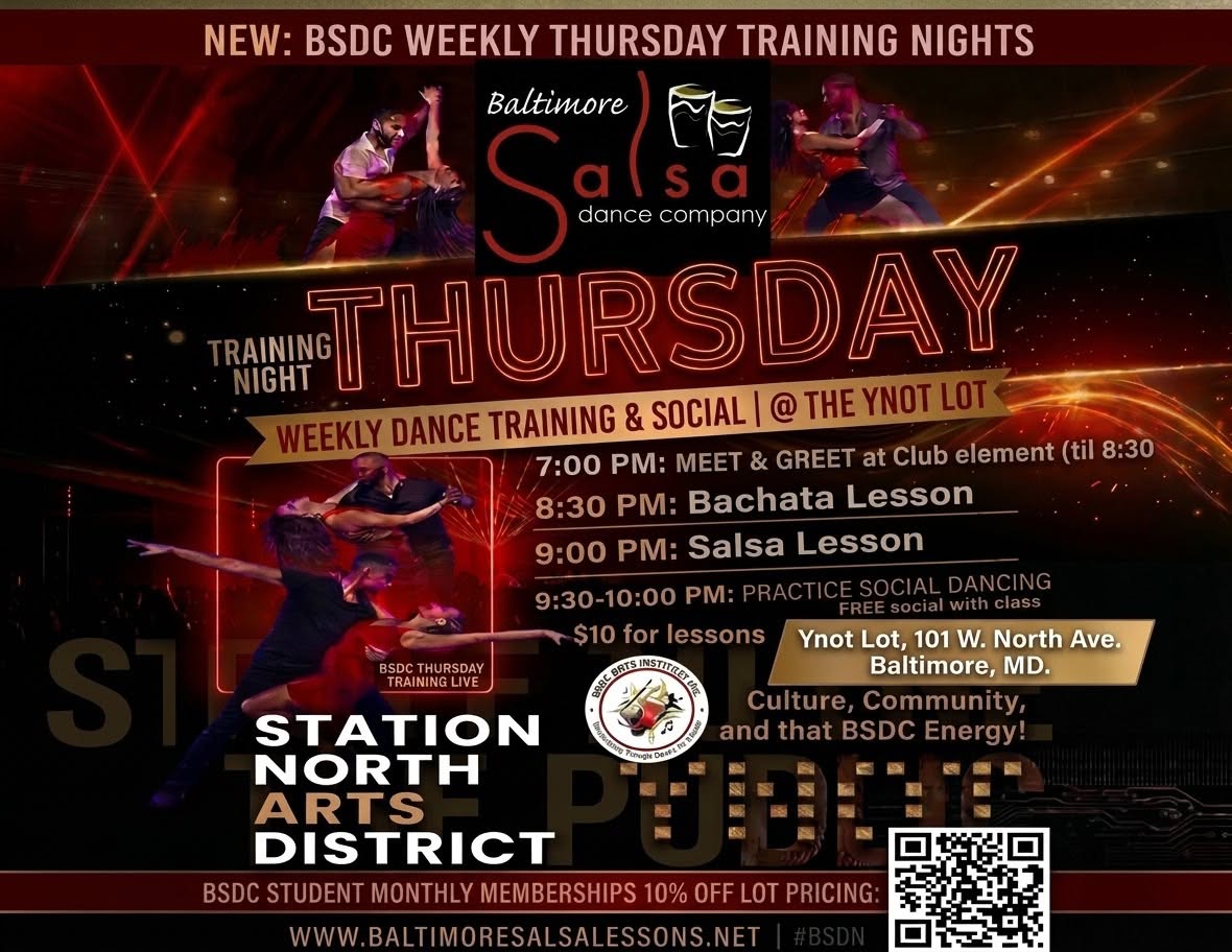 Thursday Salsa & Bachata Lessons with BSDC & The Ynot Lot at Station North!