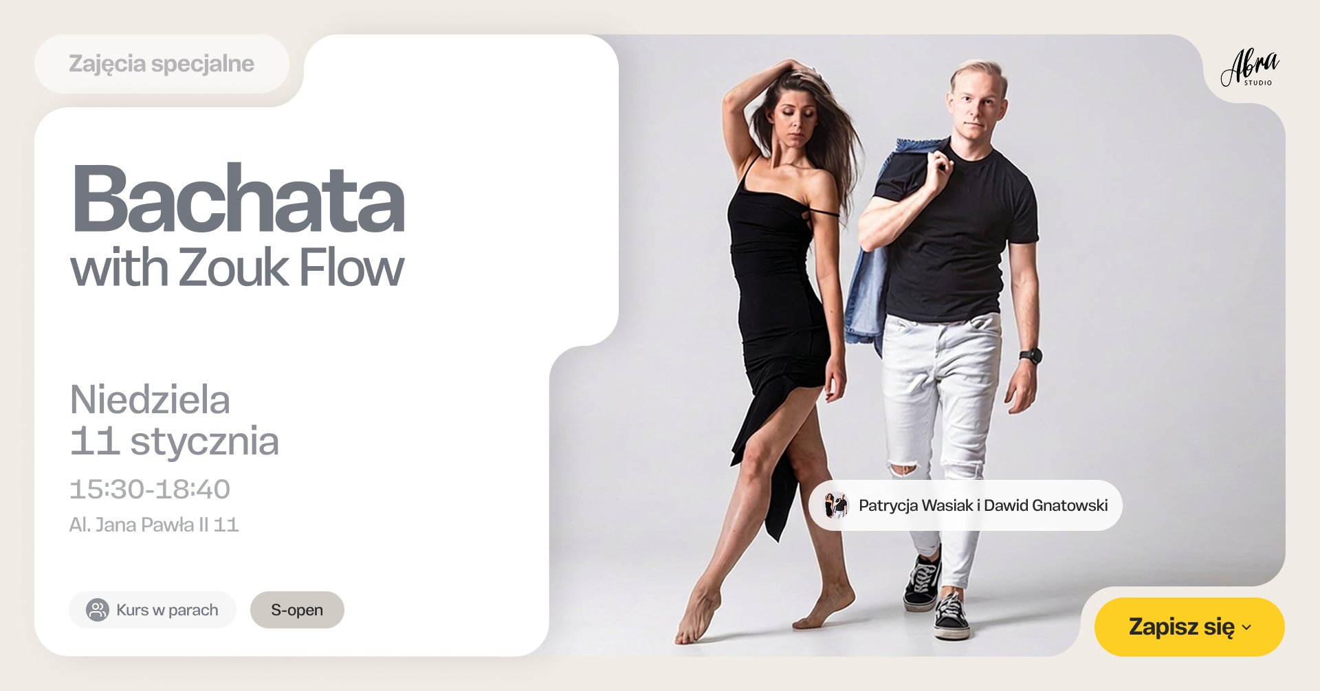 Bachata with Zouk Flow z Patrycją & Dawidem poziom S-open