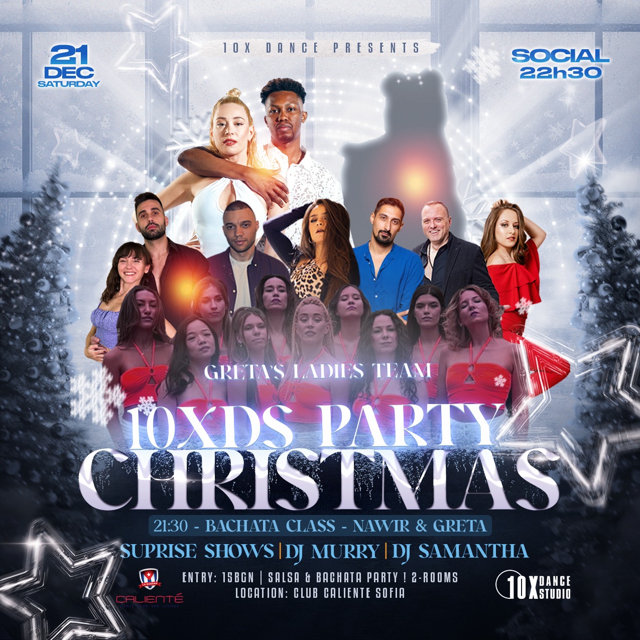 10X DANCE CHRISTMAS PARTY SHOWS 2-ROOMS SALSA & BACHATA