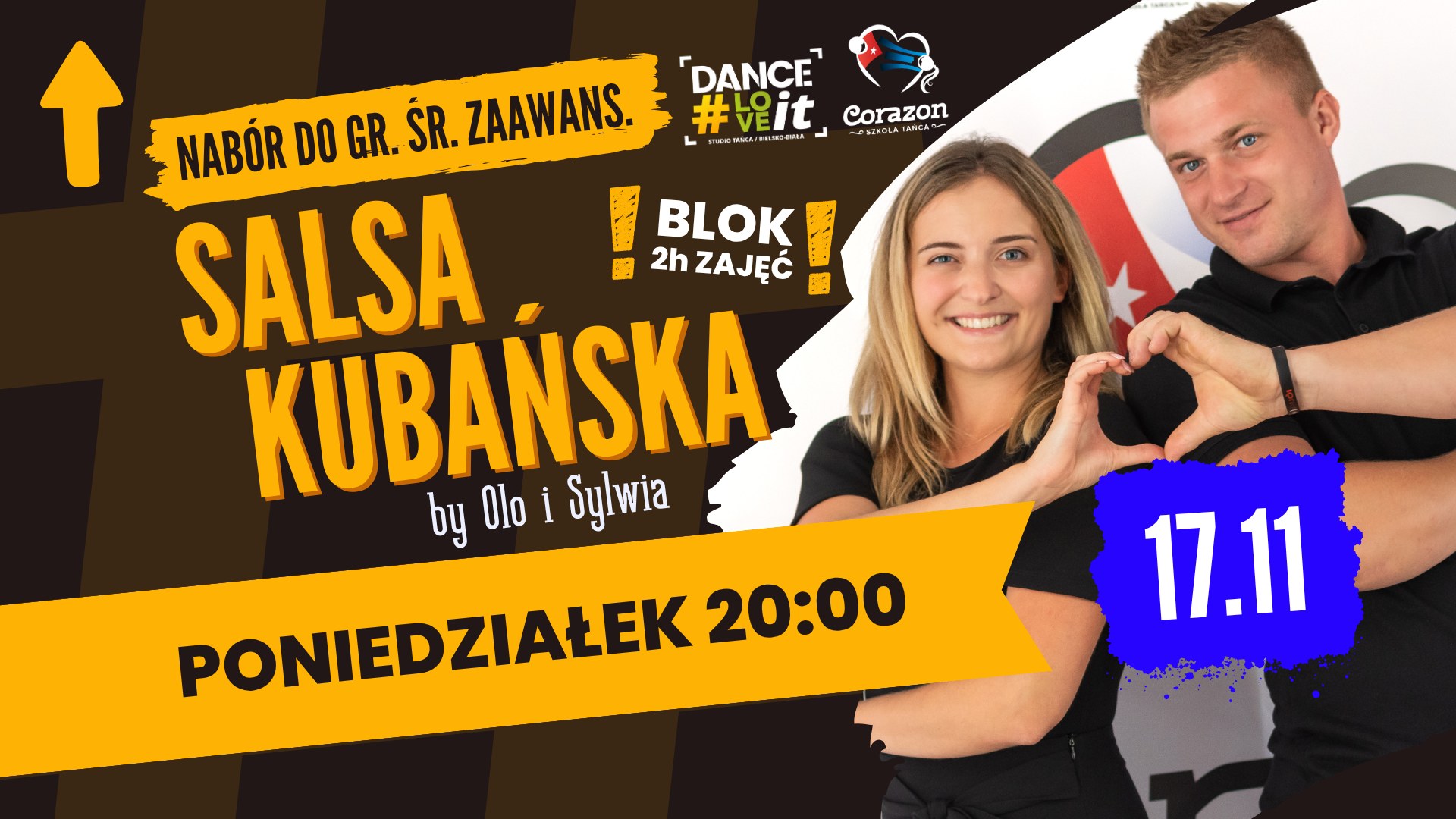 💃🕺 Salsa Kubańska w parach - blok 2h zajęć z Olkiem i Sylwią