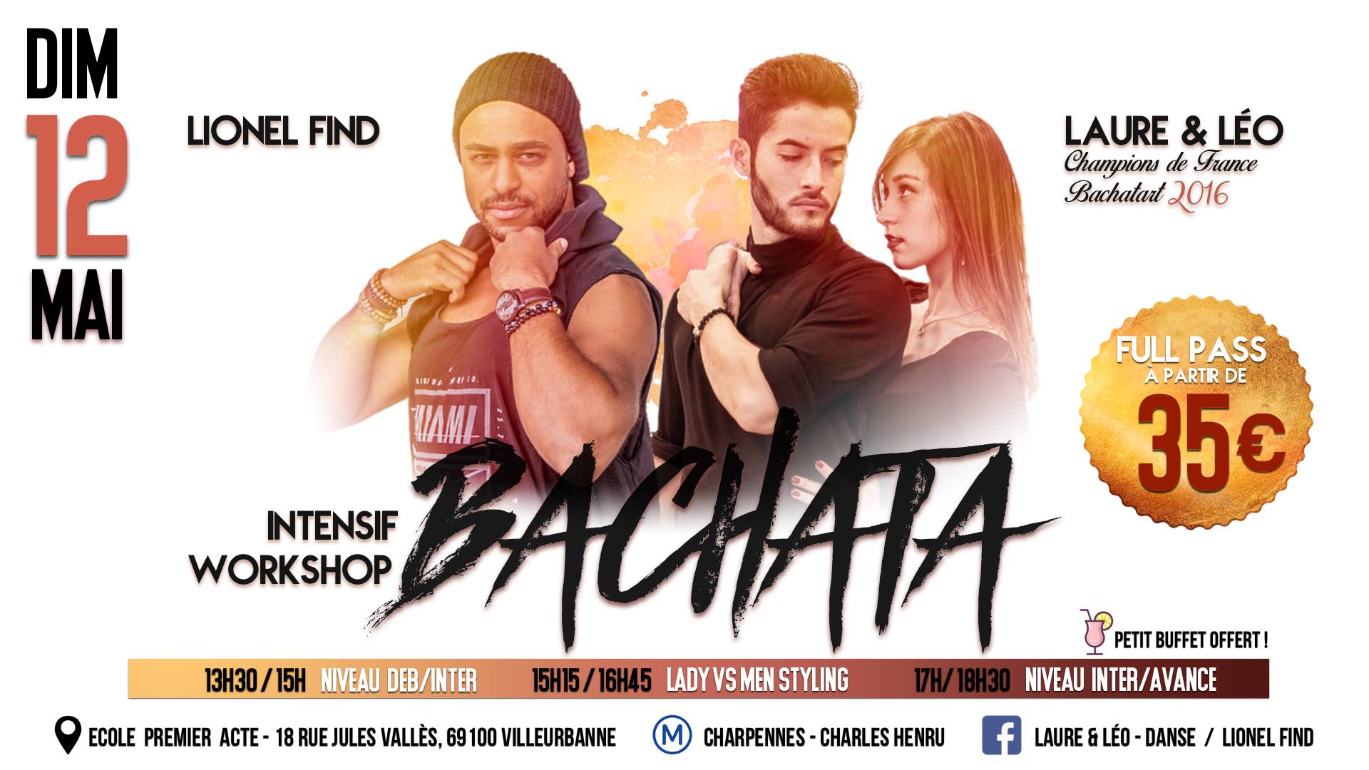 Workshop Bachata à Lyon - Laure & Léo Lionel Find 12 mai