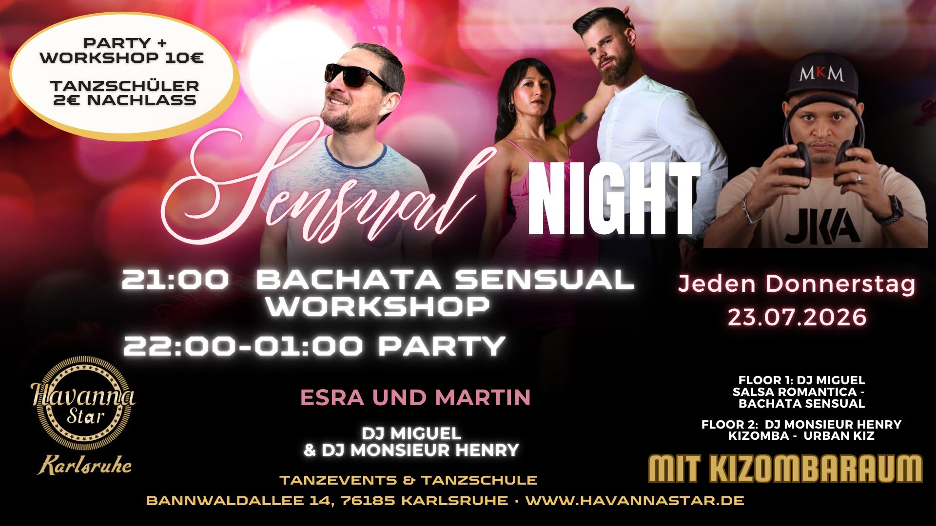 Latinparty mit Bachata Sensual Workshop ⭐️Mit Kizombaraum⭐️
