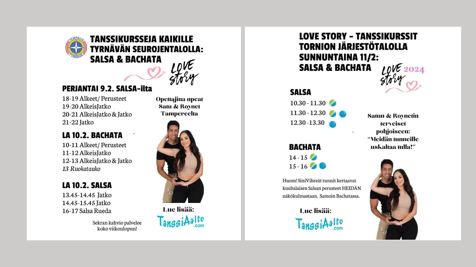 Tanssikursseja kaikille Tyrnävällä ja Torniossa: Salsa ja Bachata