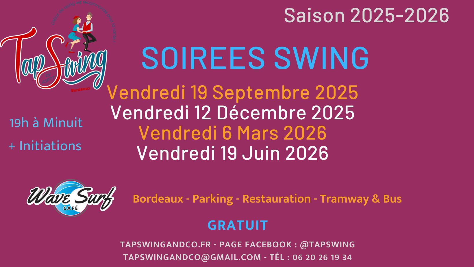 Soirée SWING + Initiation - au WAVE SURF CAFE - Bordeaux
