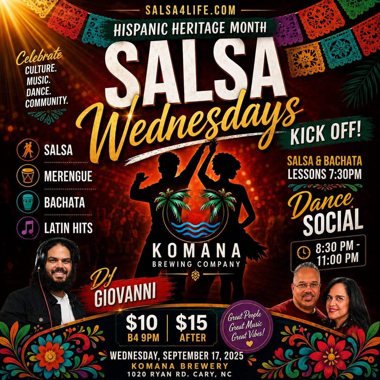 Celebrating Hispanic Heritage Month Kick off I Salsa Wednesdays Noche Latina@ Komana Brewery