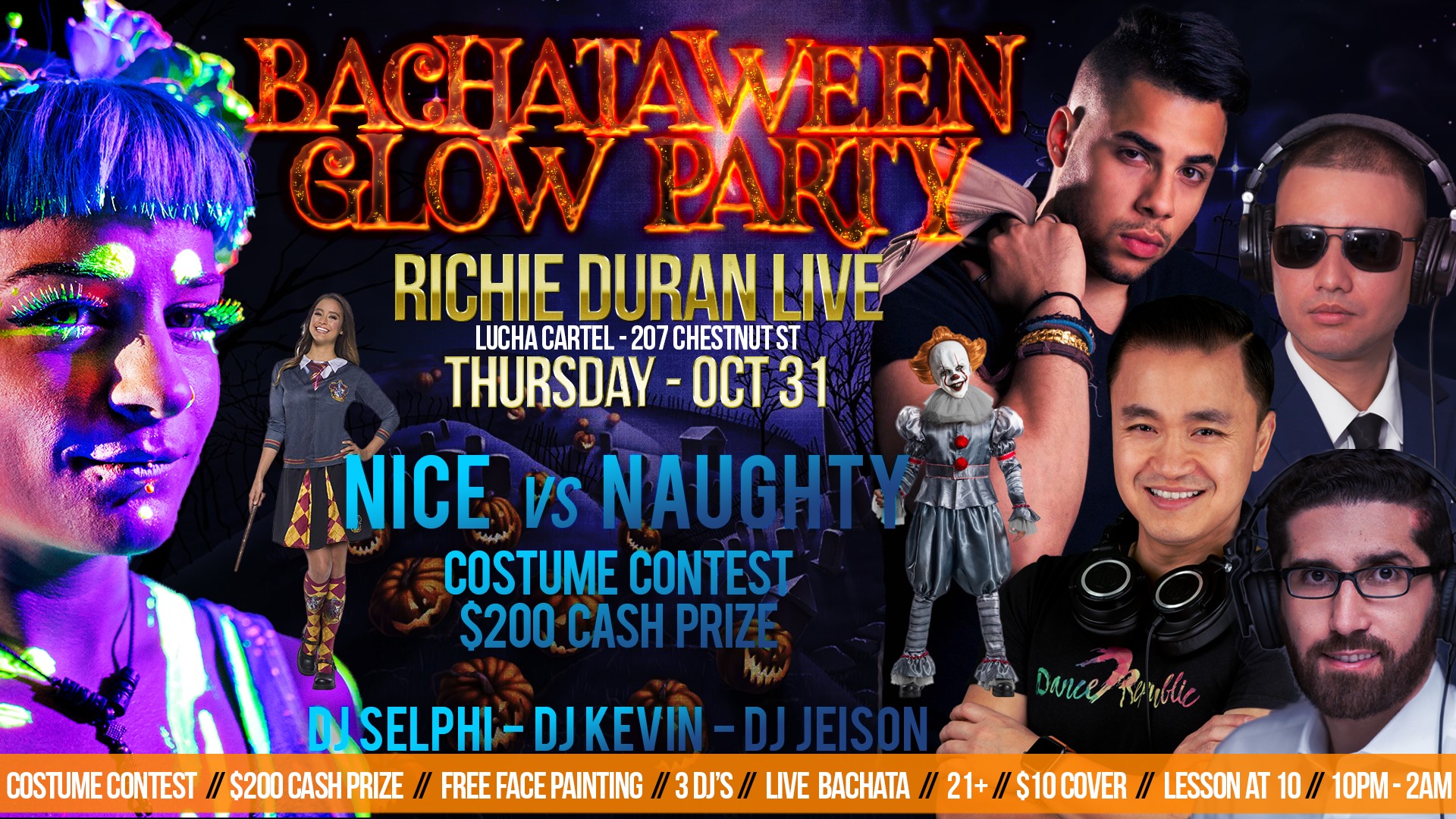 Bachataween Glow Party Nice vs Naughty