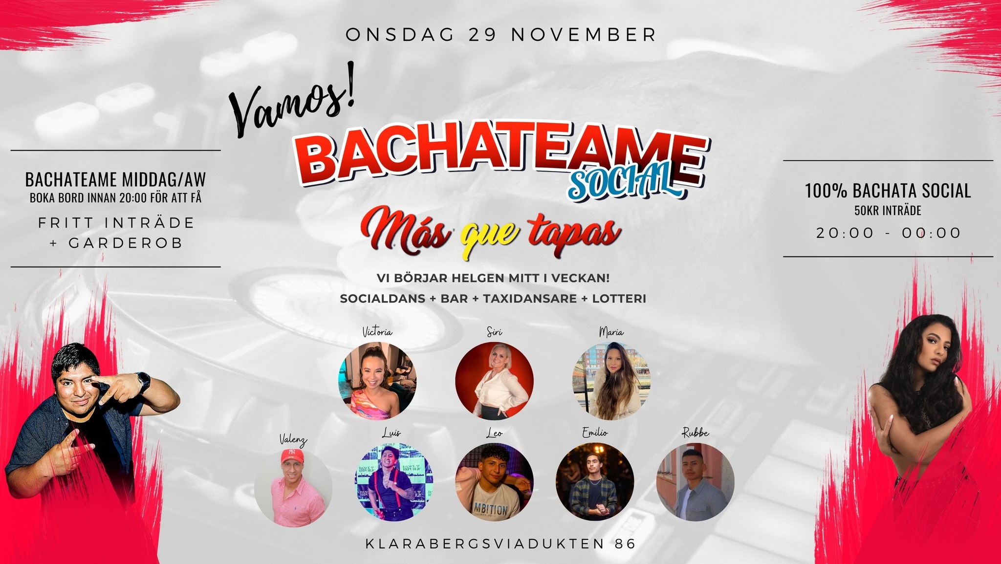 Bachateame Social - 100% Bachata, Onsdag 29 nov