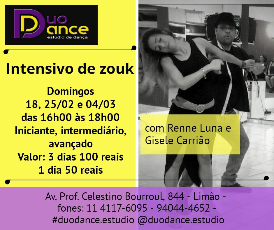 Intensivo de Zouk Domingos Fev Mar