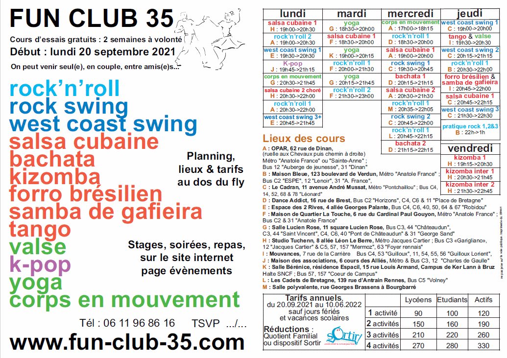 FUN CLUB 35 : rentrée saison 2021-2022