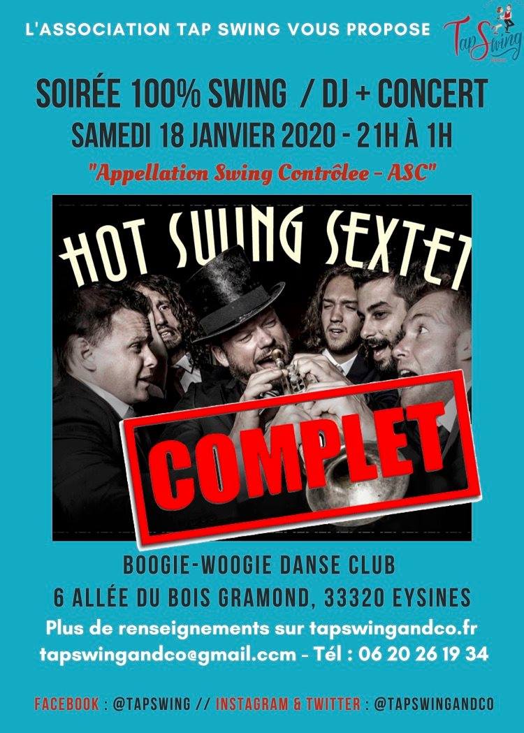 Soirée dansante HOT SWING Sextet + Dj - Week End ASC - Complet