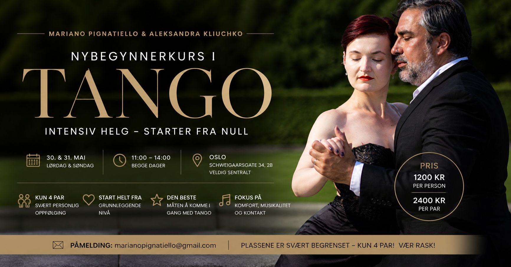 Nybegynnerkurs i Argentinsk Tango Intensiv helg (30. 31. mai)