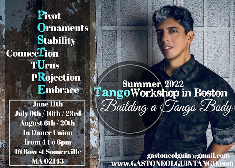 LAST CLASS of the series with Gaston Enrique Olguin 4-6pm & pre-milonga class 8pm.