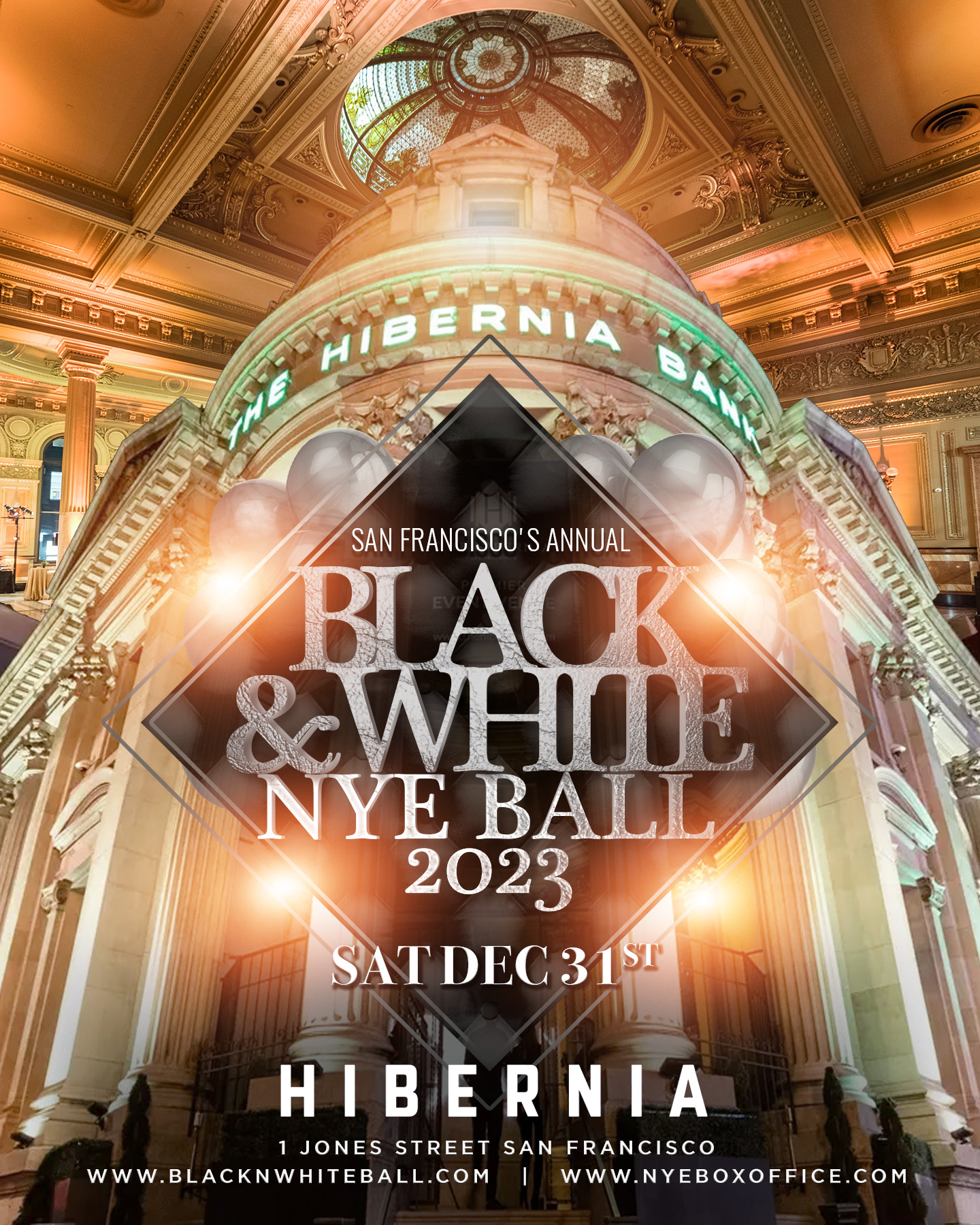 New Year’s Eve 2023 -SF’s Annual Black & White Ball w 4.5hr Open Bar