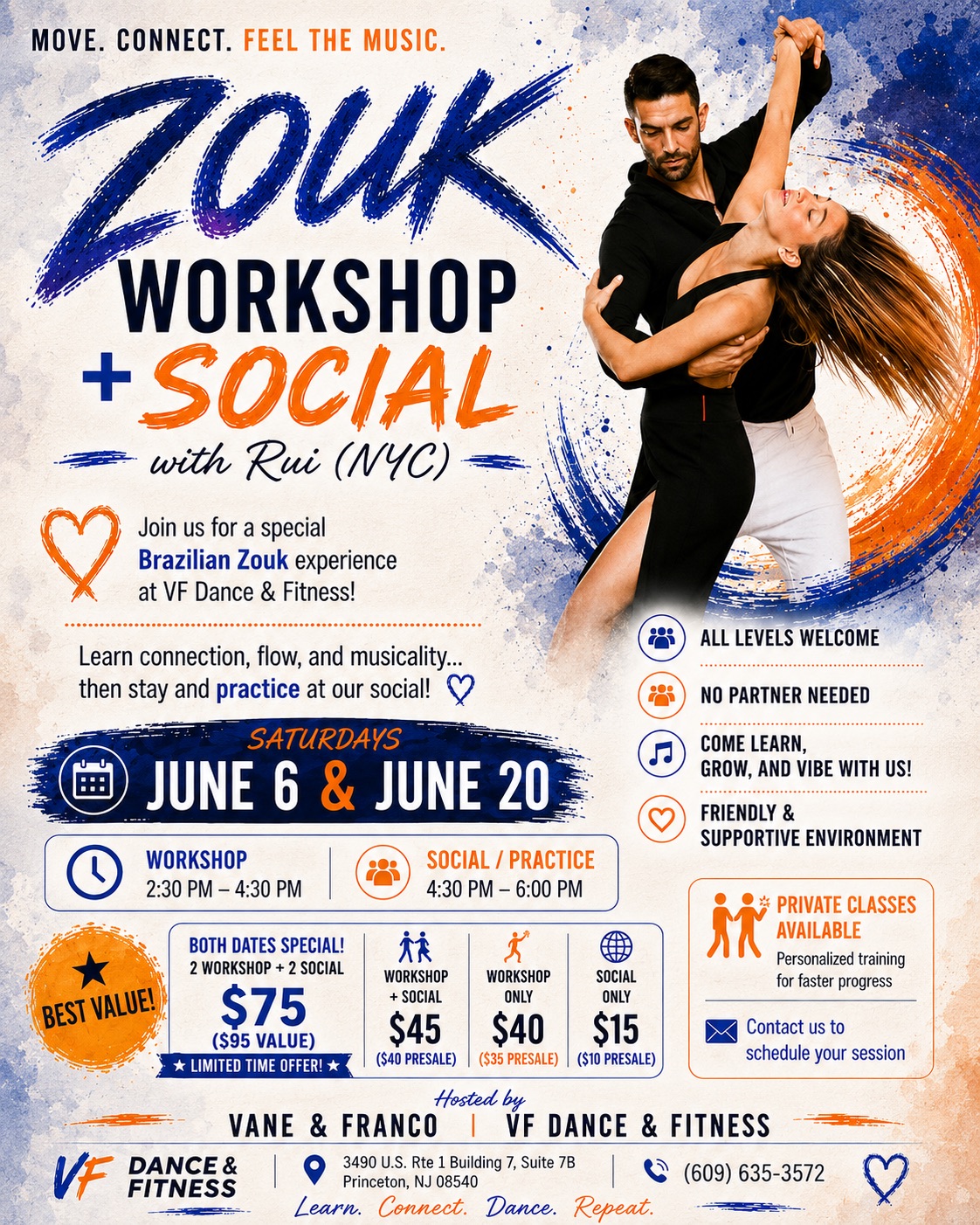 ✨ ZOUK WORKSHOP + SOCIAL with Rui (NYC) ✨VF DANCE✨