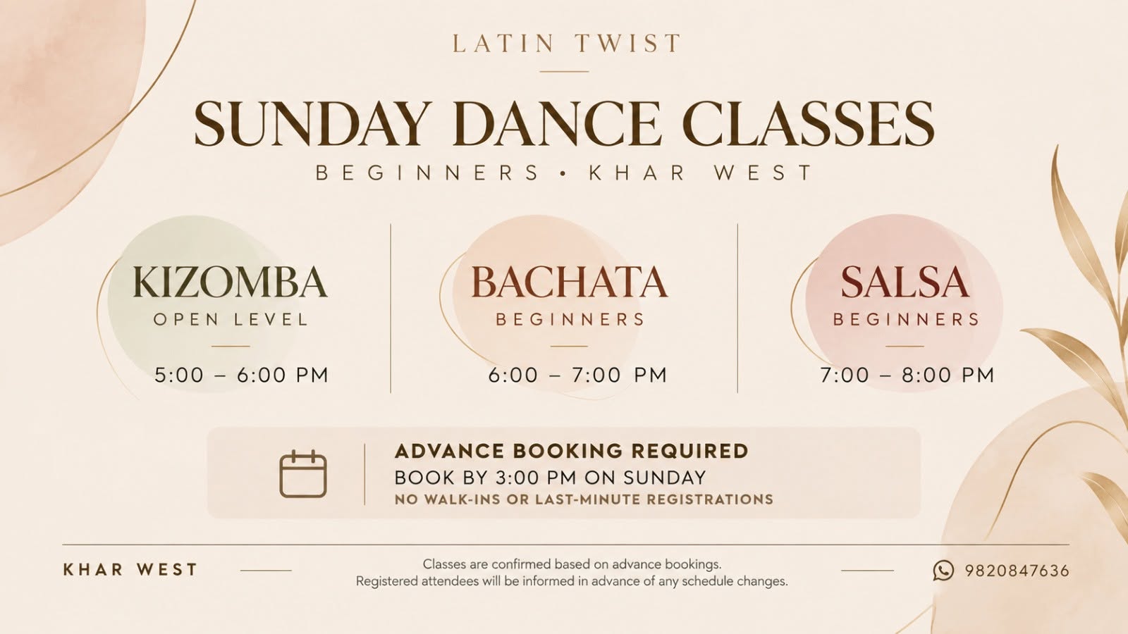 Latin Twist Sunday Dance Classes Salsa, Bachata & Kizomba Khar West, Mumbai