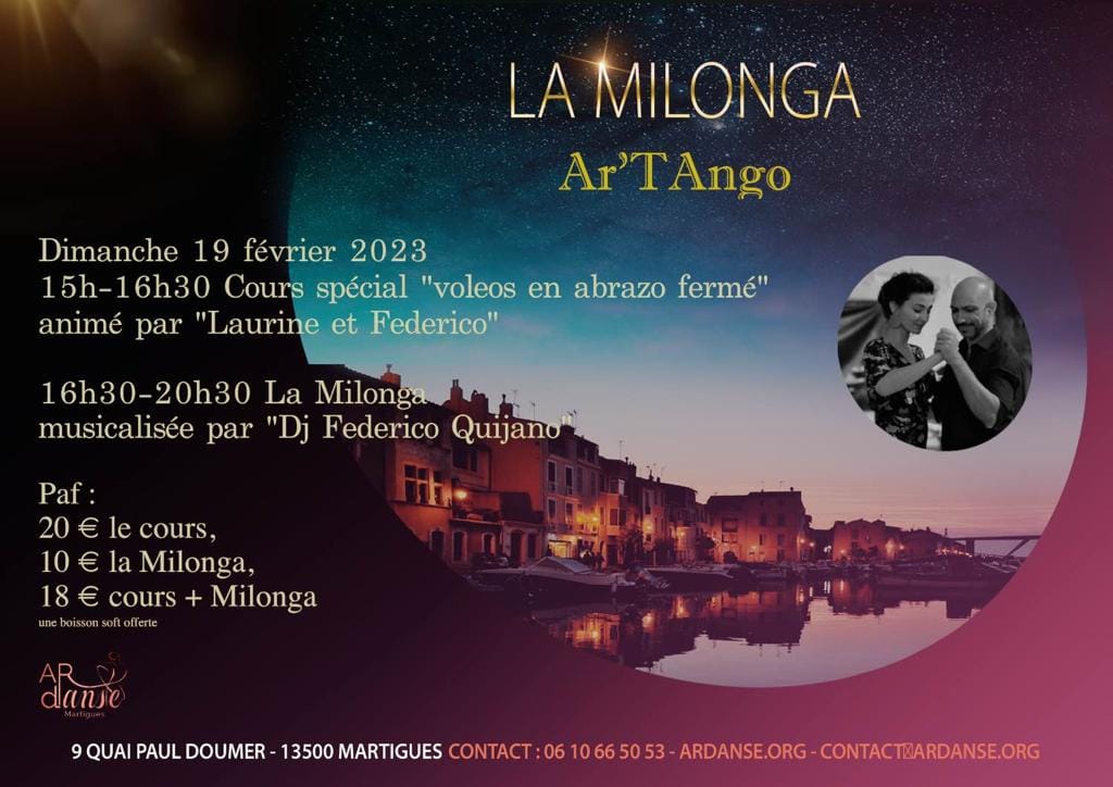 Cours spécial + Milonga Ar'Tango à Martigues!