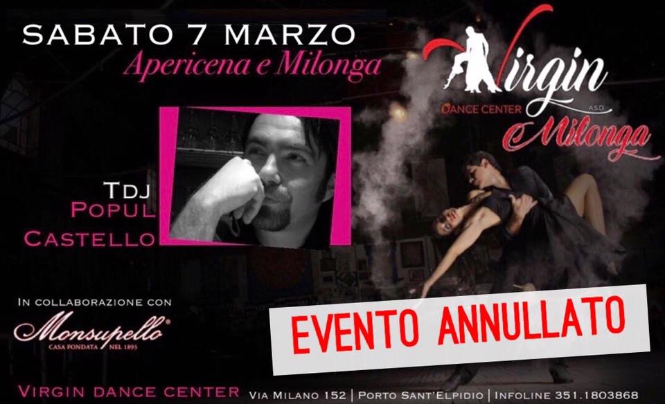 Sabato 7 Marzo Milonga Virgin